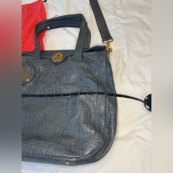 Tory Burch Coated Canvas 2 Way Shoulder Bag/Crossbody in Blue - Comes w/Dust bag - Picture 10 of 13